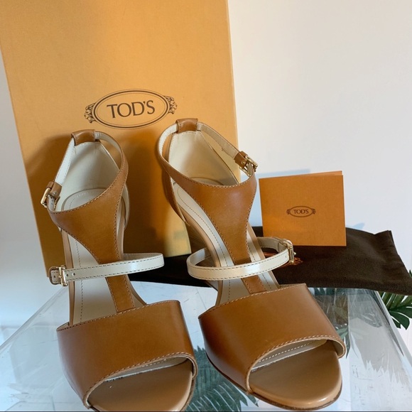 Tod’s Women’s leather wedge two tone sandal! - Picture 1 of 6